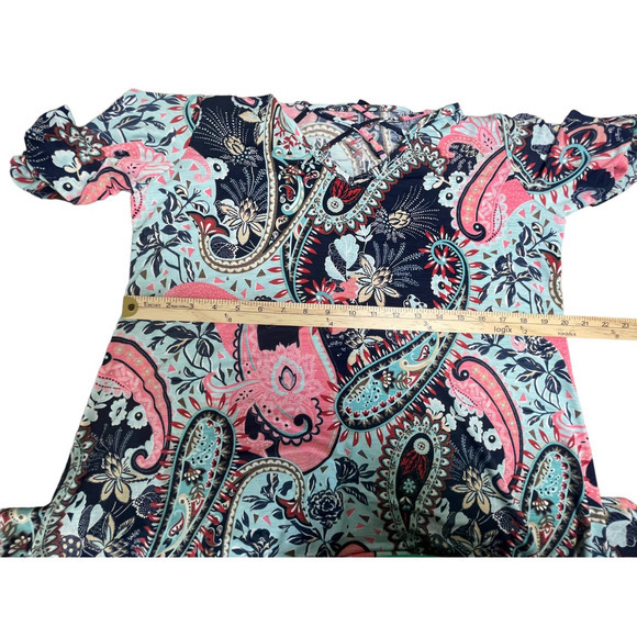 James C Paisley Dress V-Neck Women's Size Large Made in USA - Picture 8 of 11